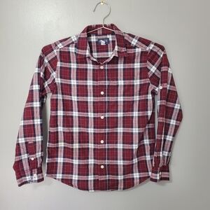 5/$25 Place Red White Plaid Cotton Long Sleeve Button Down Boy Size 10-12 Large